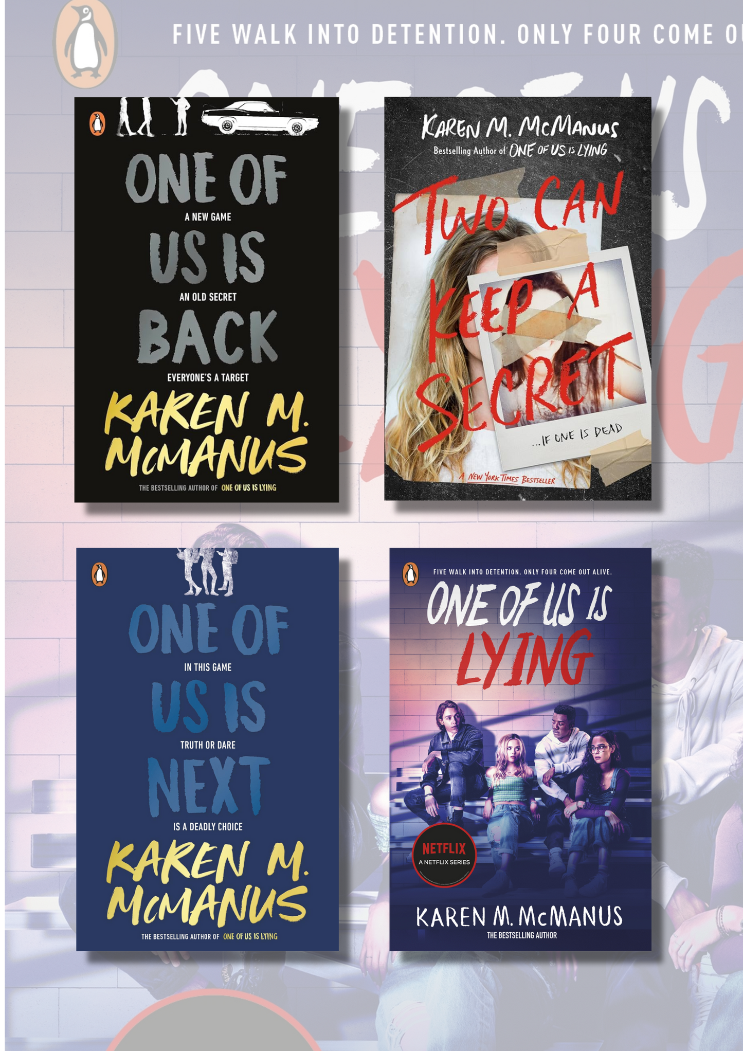 (Combo 4) One of us is lying + One of us is Next + Two Can Keep a Secret + One of us is Back (4 Books) Paperback – by Karen M. McManus